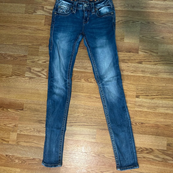 Rock Revival Distressed Blue Jeans - Picture 2 of 8